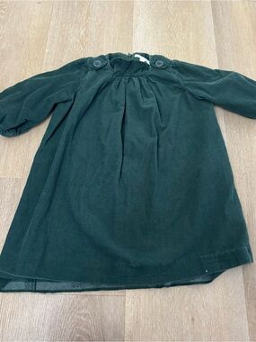 Marie Chantal Girls Dark Green Corduroy Long-Sleeve Dress